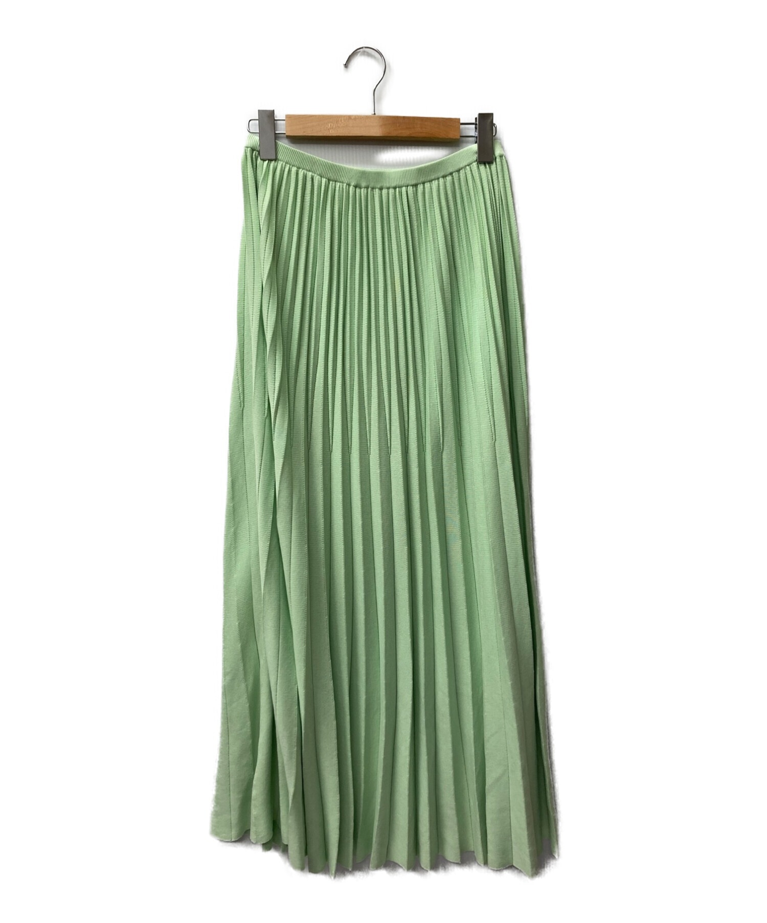 DRAWER (ドゥロワー) プリーツニットスカート 黄緑 サイズ:2