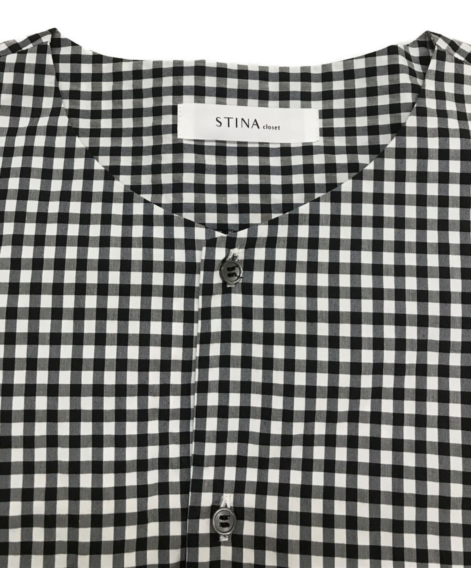 STINA closet スティナクローゼット ギンガムパフスリーブブラウス 