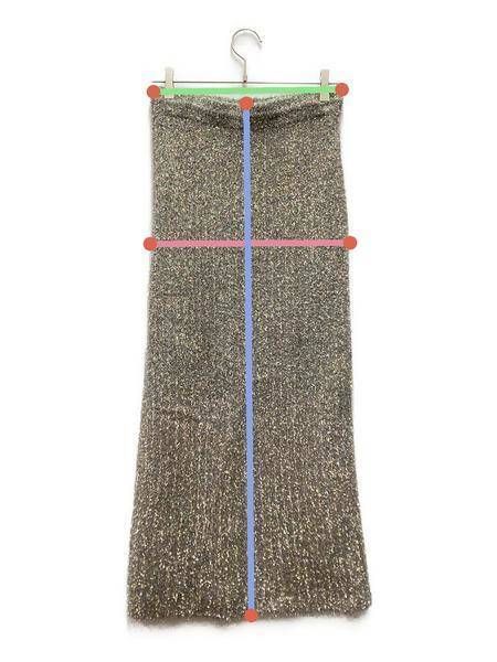 中古・古着通販】CALMER (カルメール) WONDER ラメリブスカート グレー  