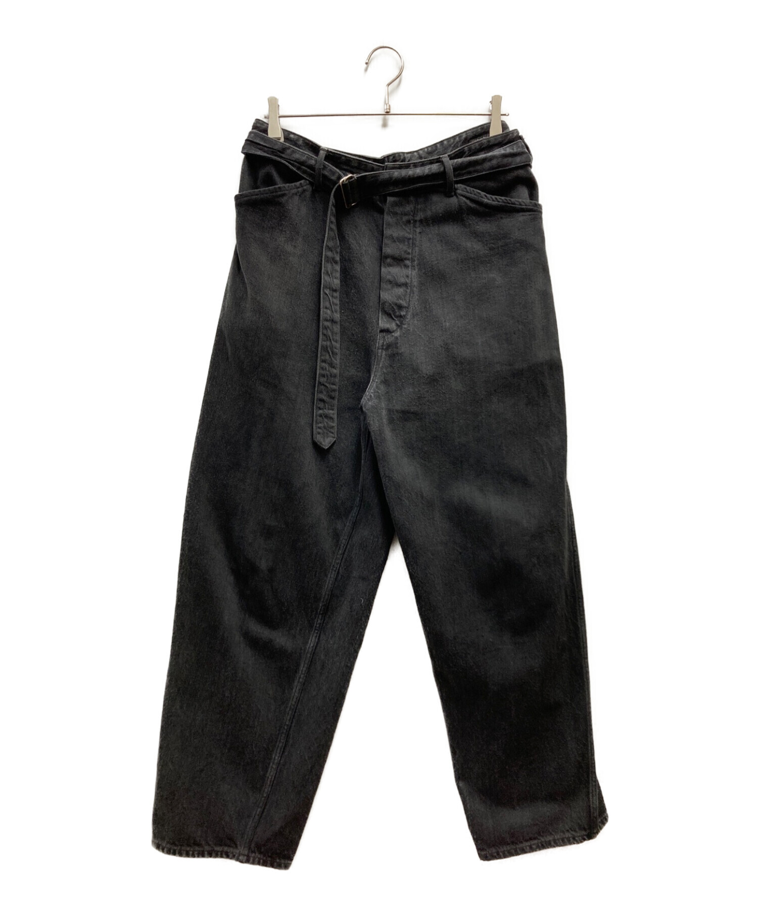 中古・古着通販】COMOLI (コモリ) デニム ベルテッド パンツ ブラック 
