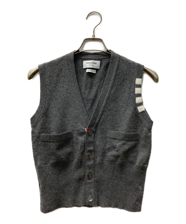 THOM BROWNE トムブラウン　カシミヤ　ニットベスト　XL グレー カシミア 4 バー クラシック カーディガン ベスト | Thom Browne