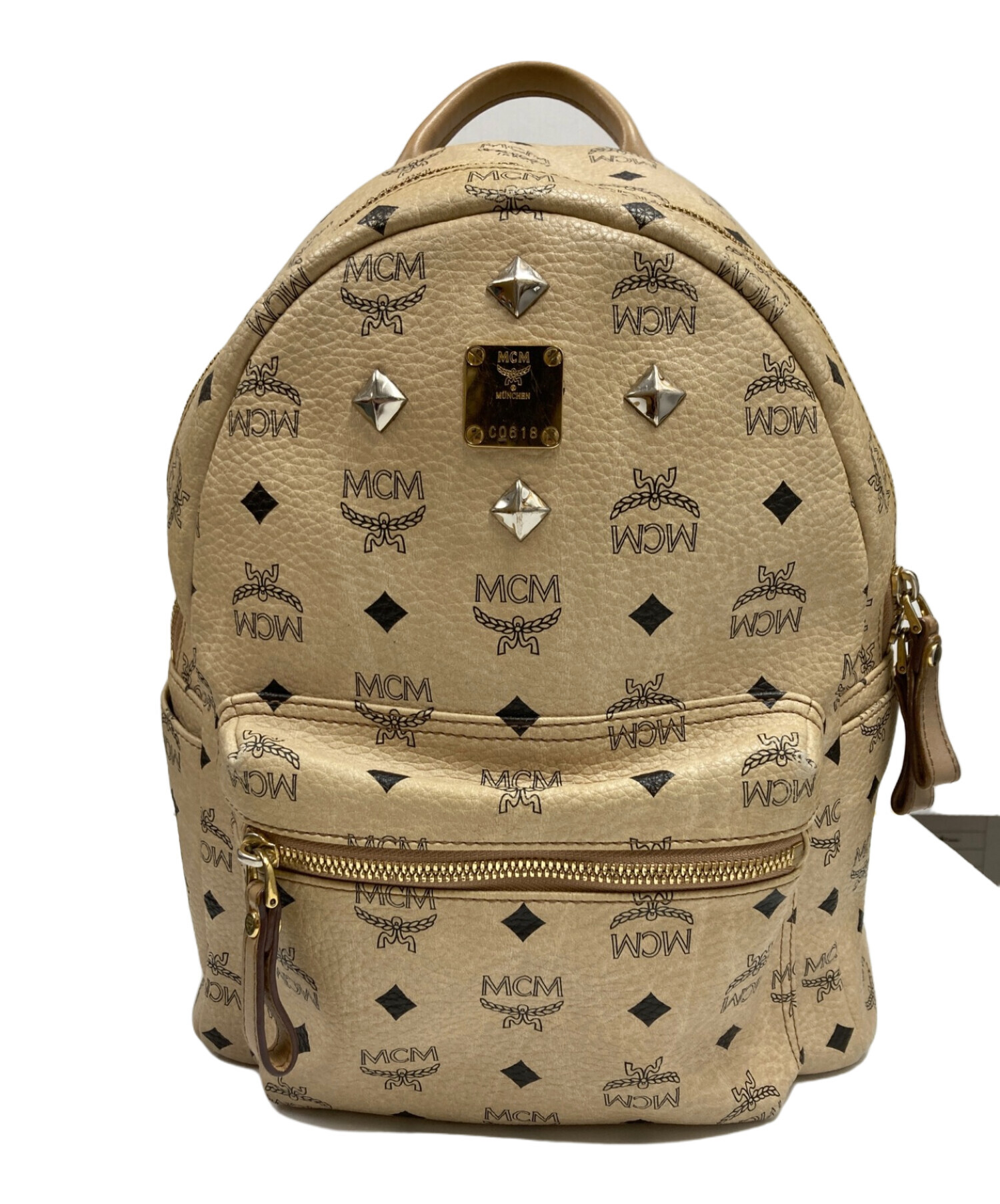 MCM エムシーエム スタッズ リュックサック バックパック ベージュ 云っ