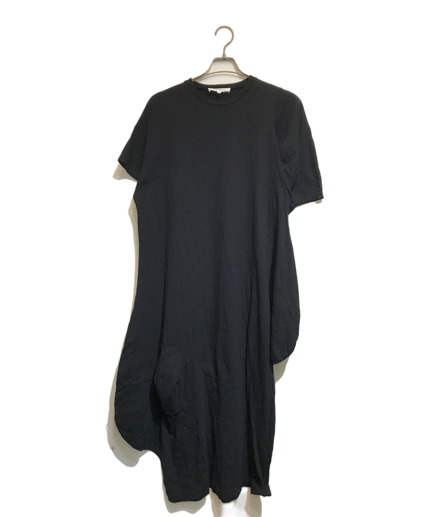 中古・古着通販】ENFOLD (エンフォルド) SOLID-WAVE DRESS ブラック 