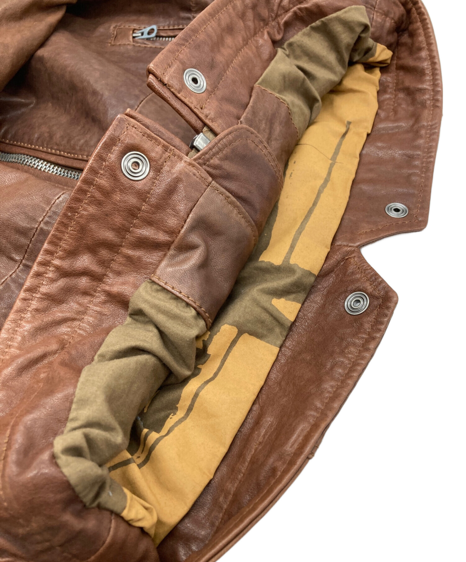 中古・古着通販】DIESEL (ディーゼル) ラムレザージャケット ブラウン 