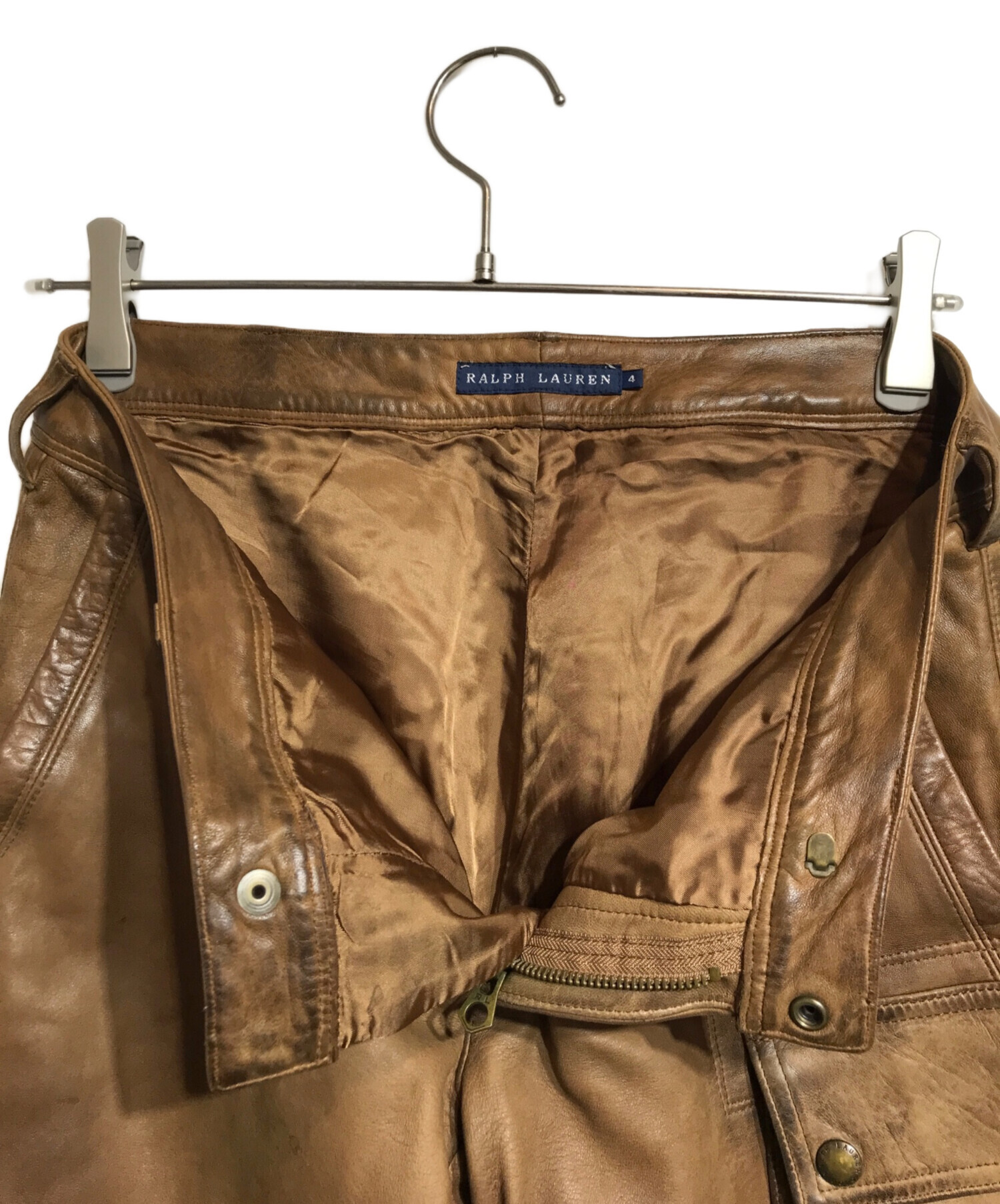 Ralph Lauren 山羊革 スウェードレザーパンツ 11 ベージュ 本革  