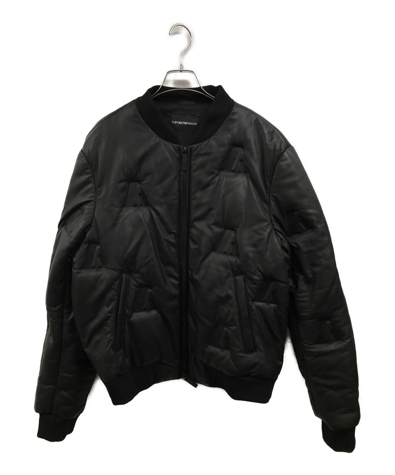 EMPORIO ARMANI (エンポリオアルマーニ) ラムレザーボンバージャケット ブラック サイズ:1