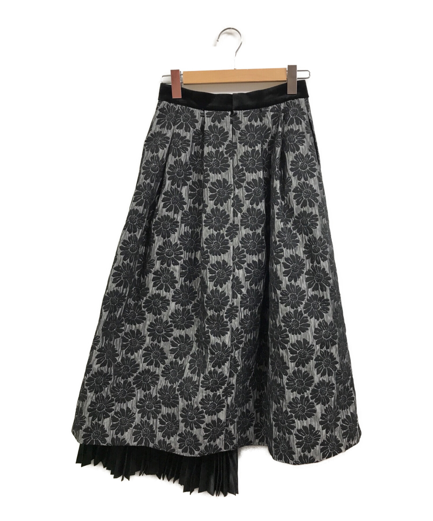 Lois CRAYON (ロイスクレヨン) フラワージャガードプリーツスカート ブラック サイズ:M