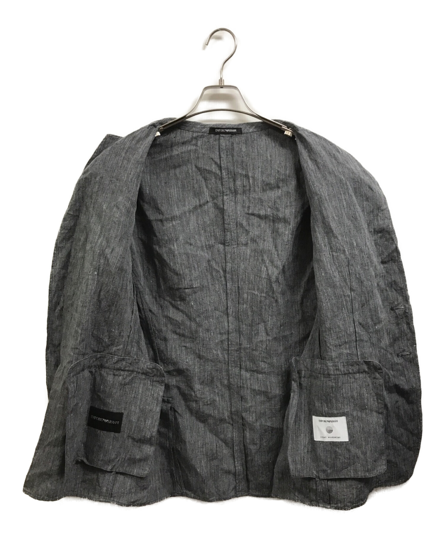 EMPORIO ARMANI (エンポリオアルマーニ) リネンテーラードジャケット グレー サイズ:48