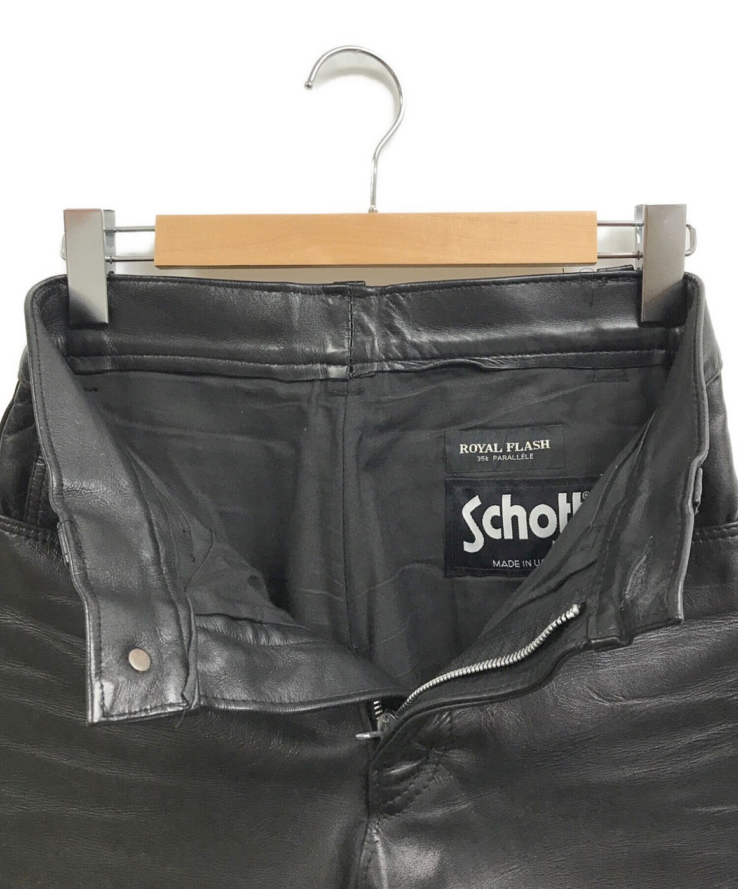 中古・古着通販】Schott (ショット) レザーパンツ ブラック サイズ:28 