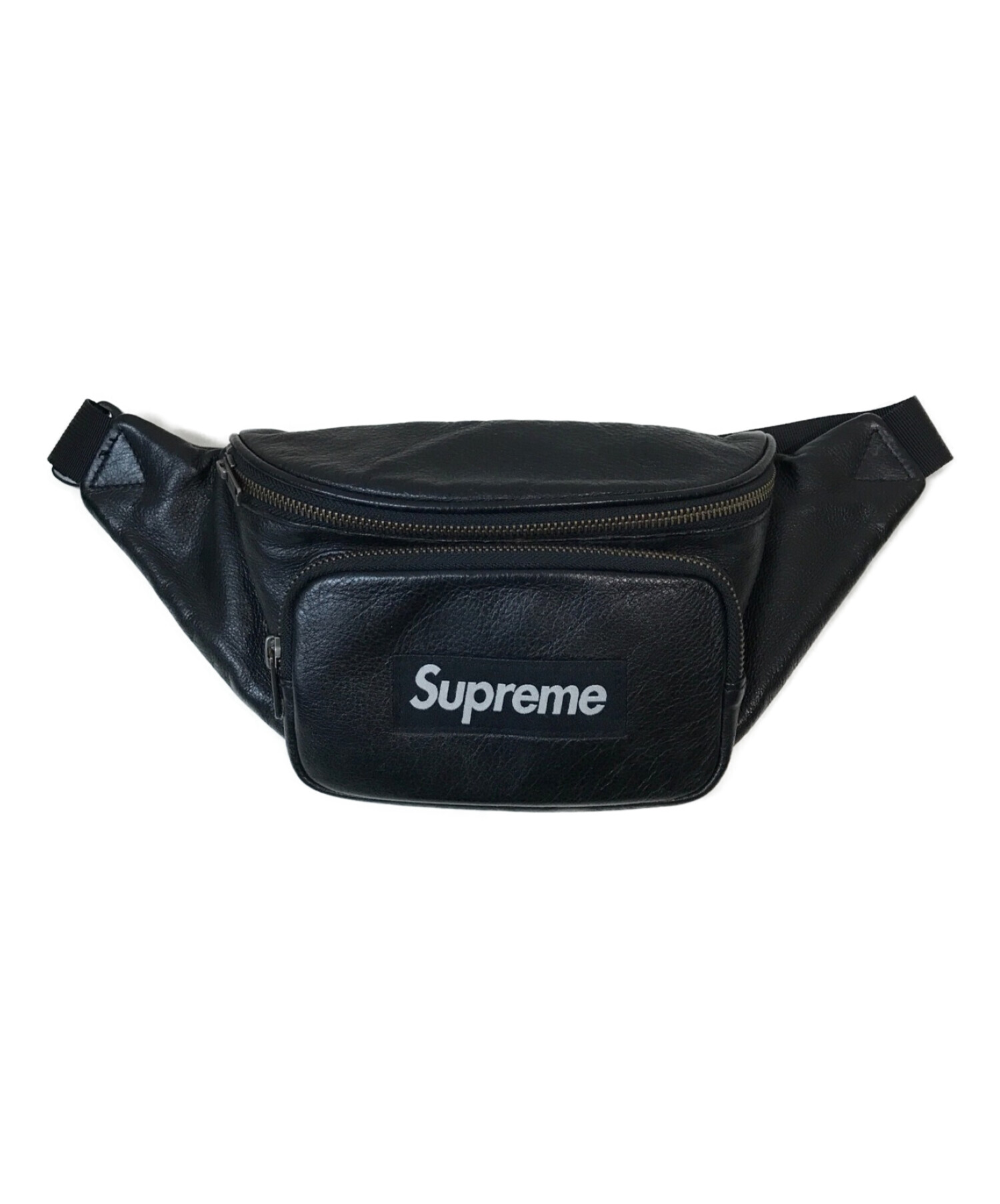 新品 17SS Supreme Leather Waist Bag Black