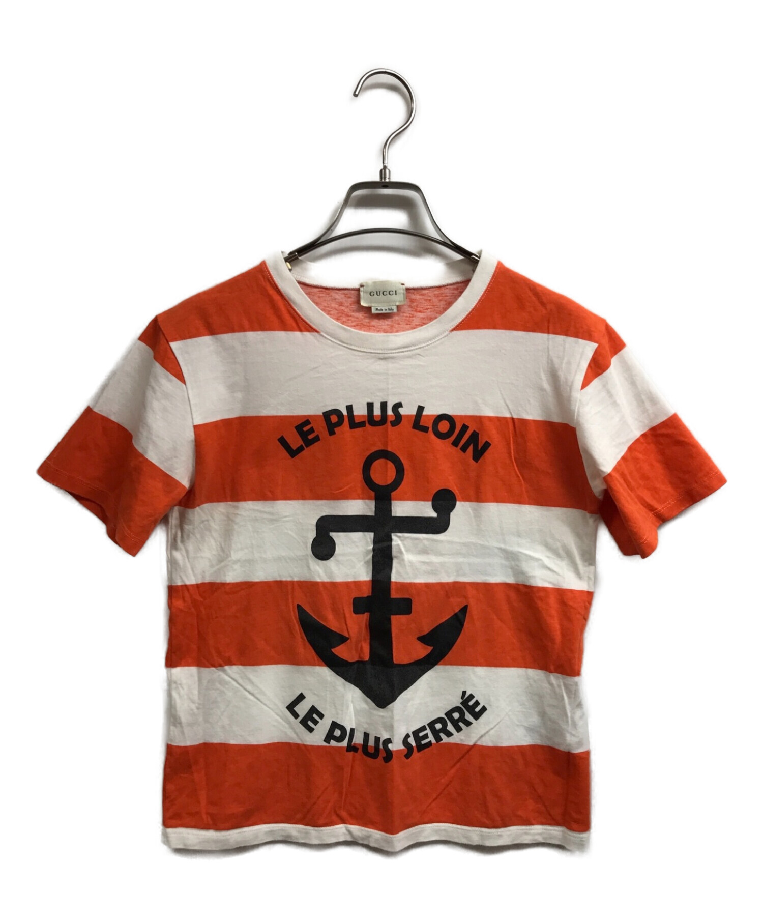 中古・古着通販】GUCCI (グッチ) ボーダーTシャツ オレンジ サイズ:8  