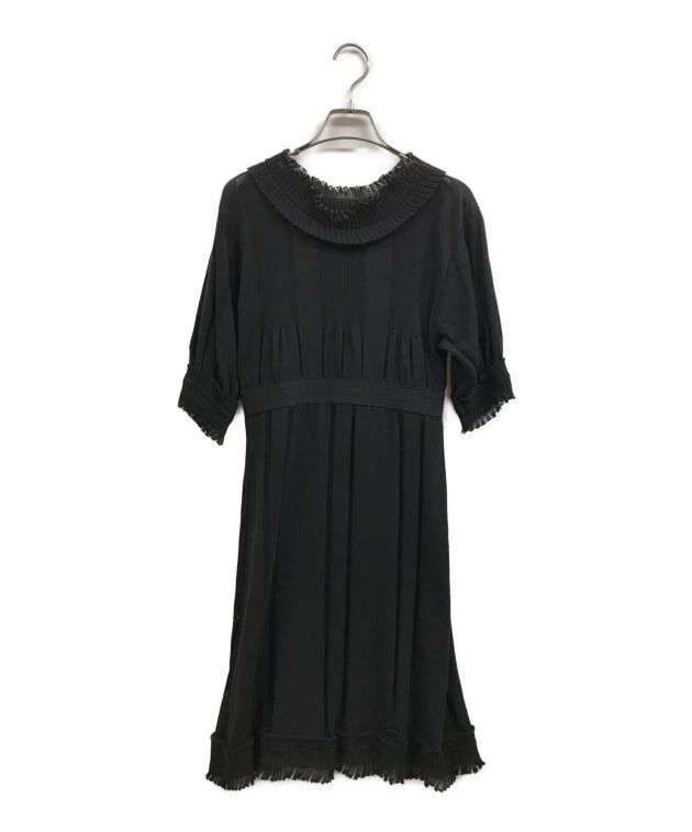 中古・古着通販】CHANEL (シャネル) フリル装飾ワンピース ブラック 
