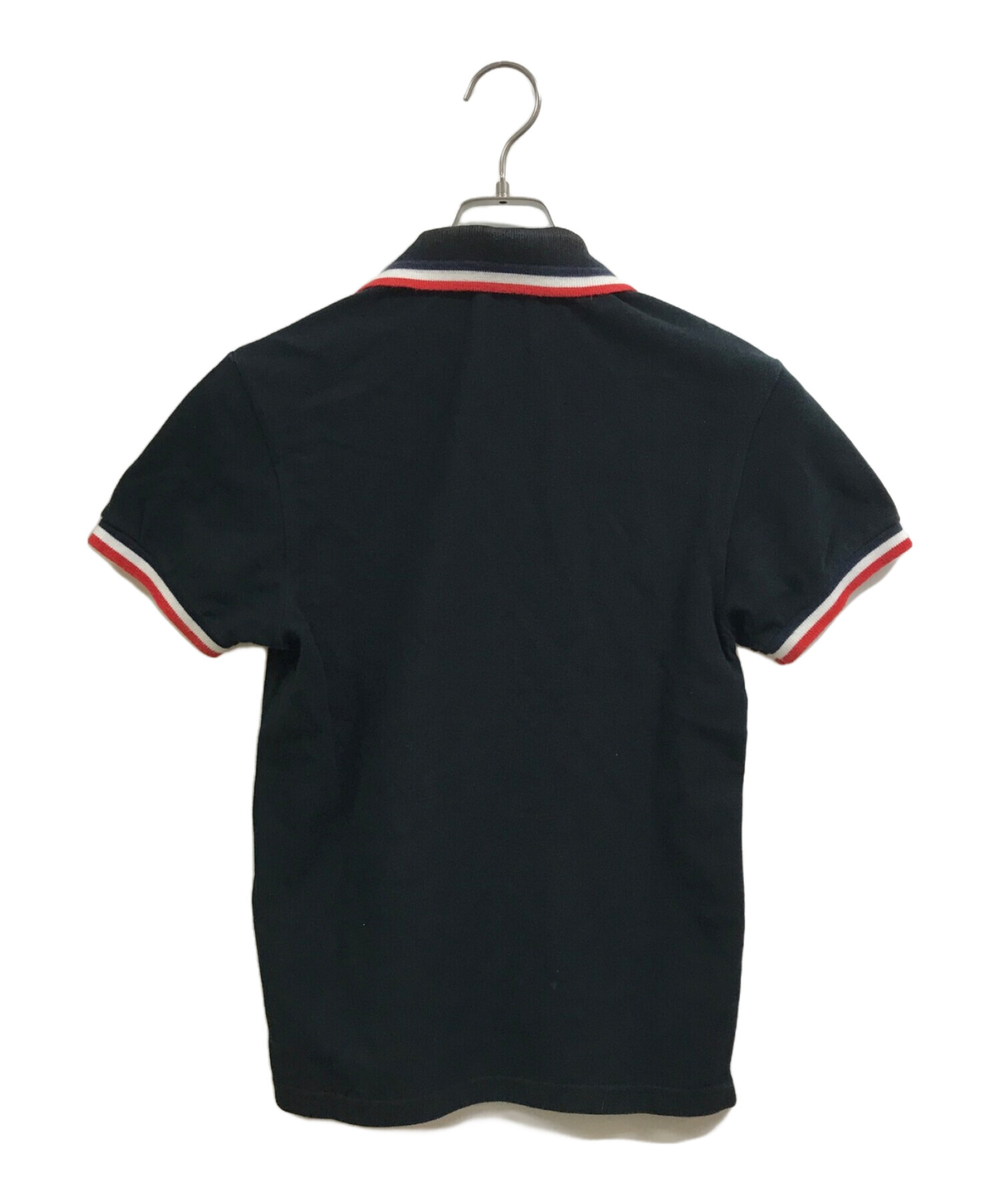 MONCLER 黒 ポロシャツ 【新品同様】MONCLER トリコロール ロゴ刺繍
