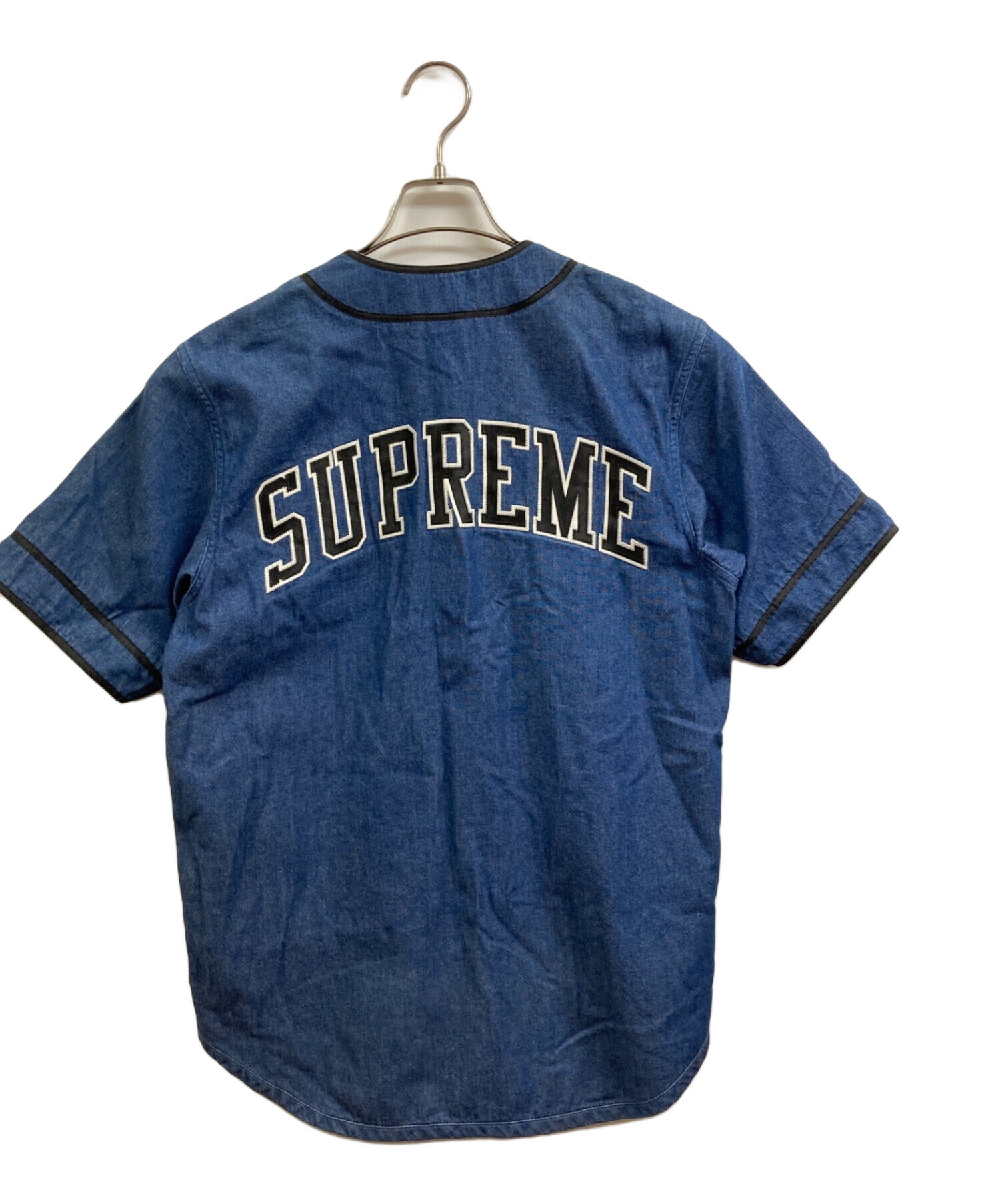 極美 17SS Supreme Rib Collar S/S Denim Shirt Sサイズ リブ カラー 