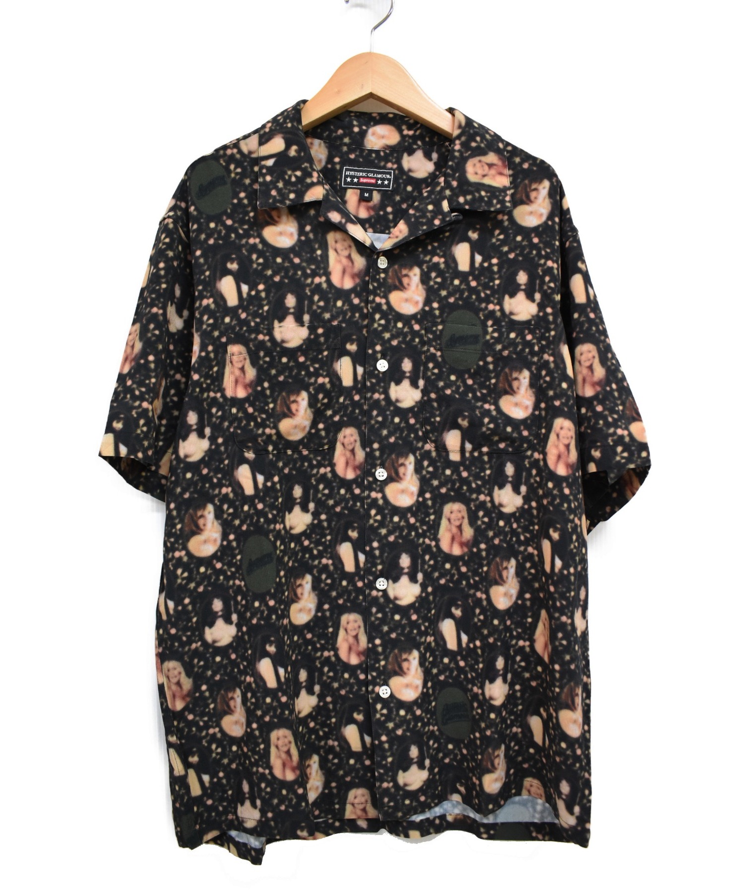 Supreme×HYSTERICGLAMOUR (シュプリーム×ヒステリックグラマー) ブラードガールレーヨンシャツ ブラック サイズ:M 21SS  Blurred Girls Rayon S/S Shirts