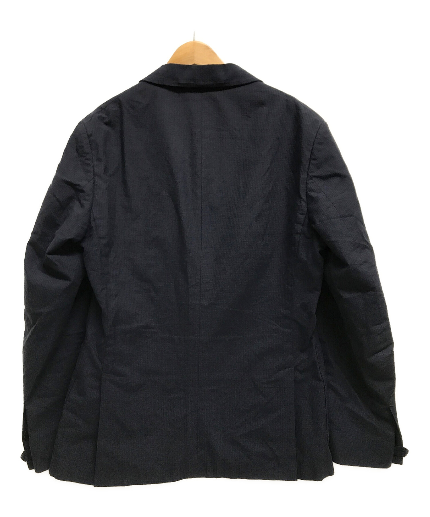 PRADA (プラダ) ストライプテーラードジャケット ネイビー サイズ:48