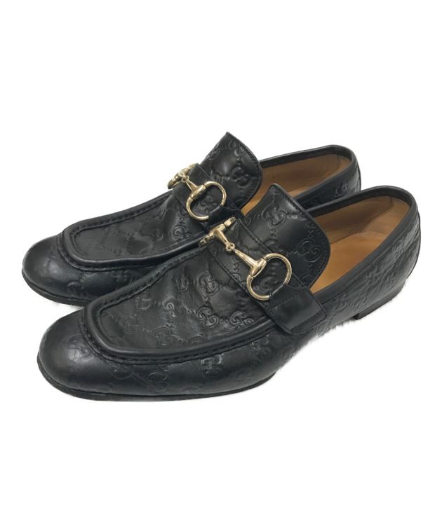 中古・古着通販】GUCCI (グッチ) GG柄ホースビットローファー ブラック 