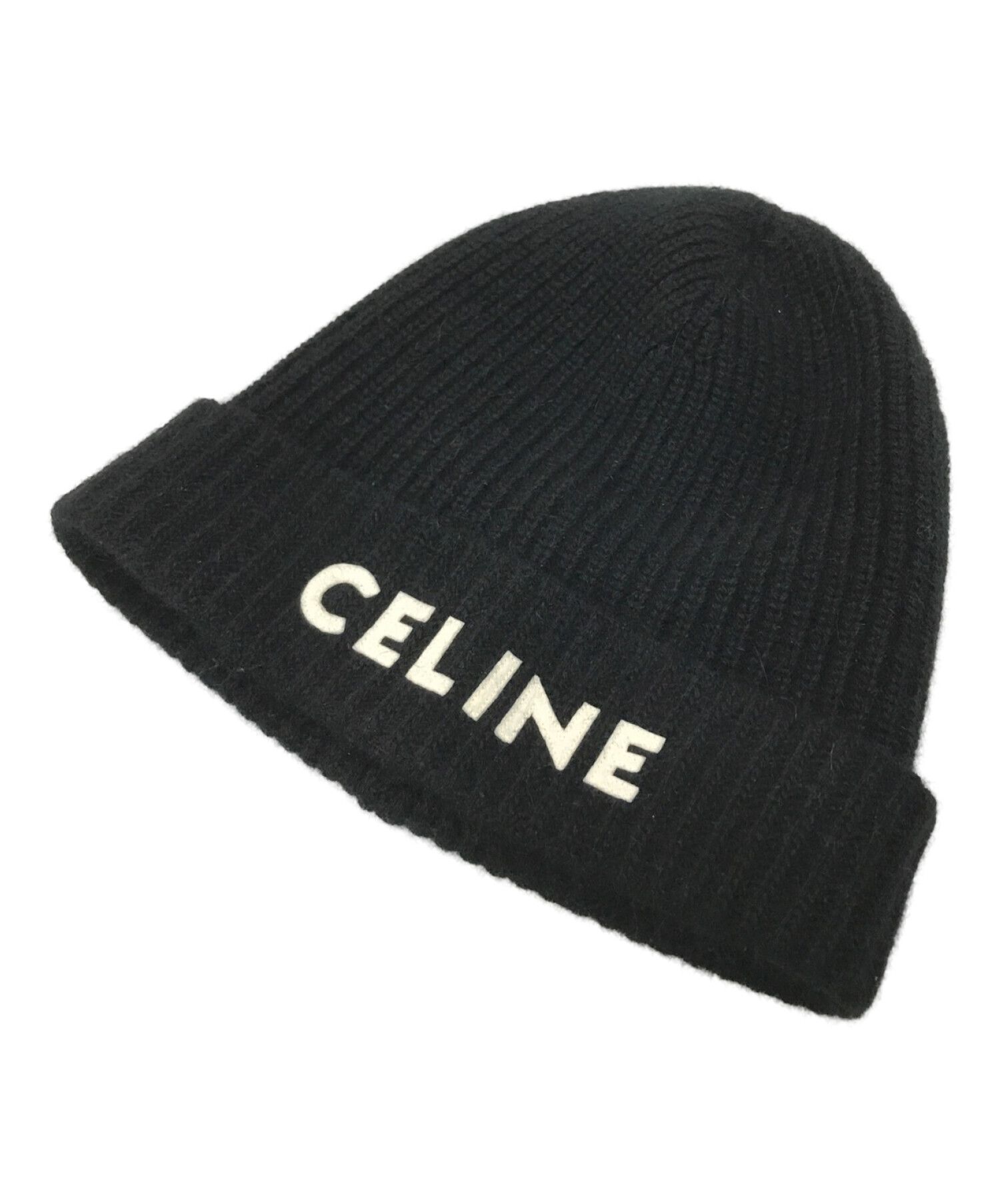 CELINE セリーヌ ホワイト エンブロイダリー ニット帽