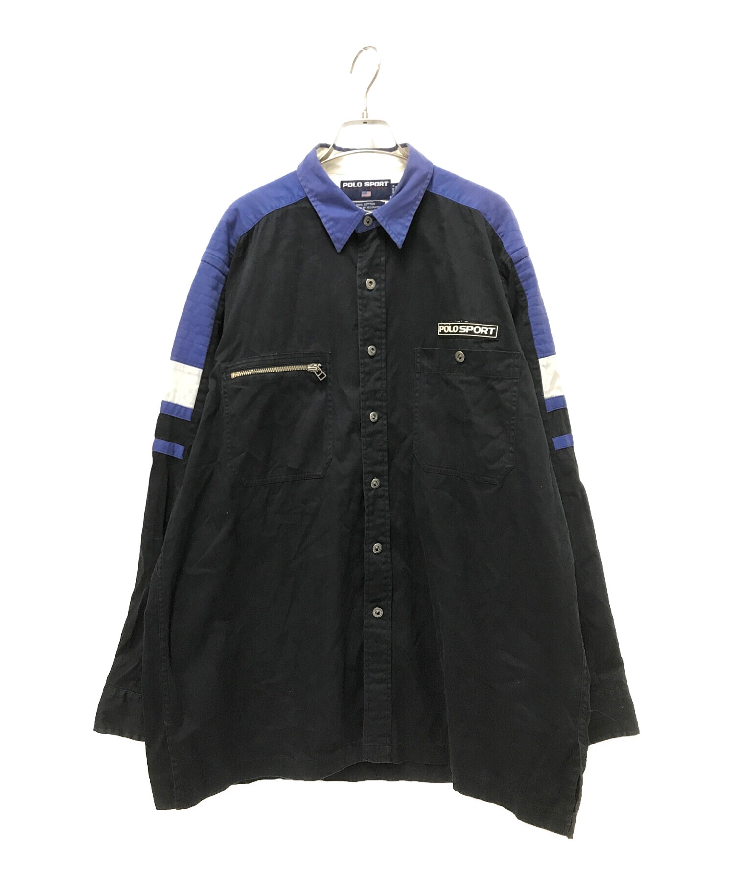POLO SPORT (ポロスポーツ) 90's ARCTIC CHALLENGEシャツ ブラック×ブルー サイズ:L