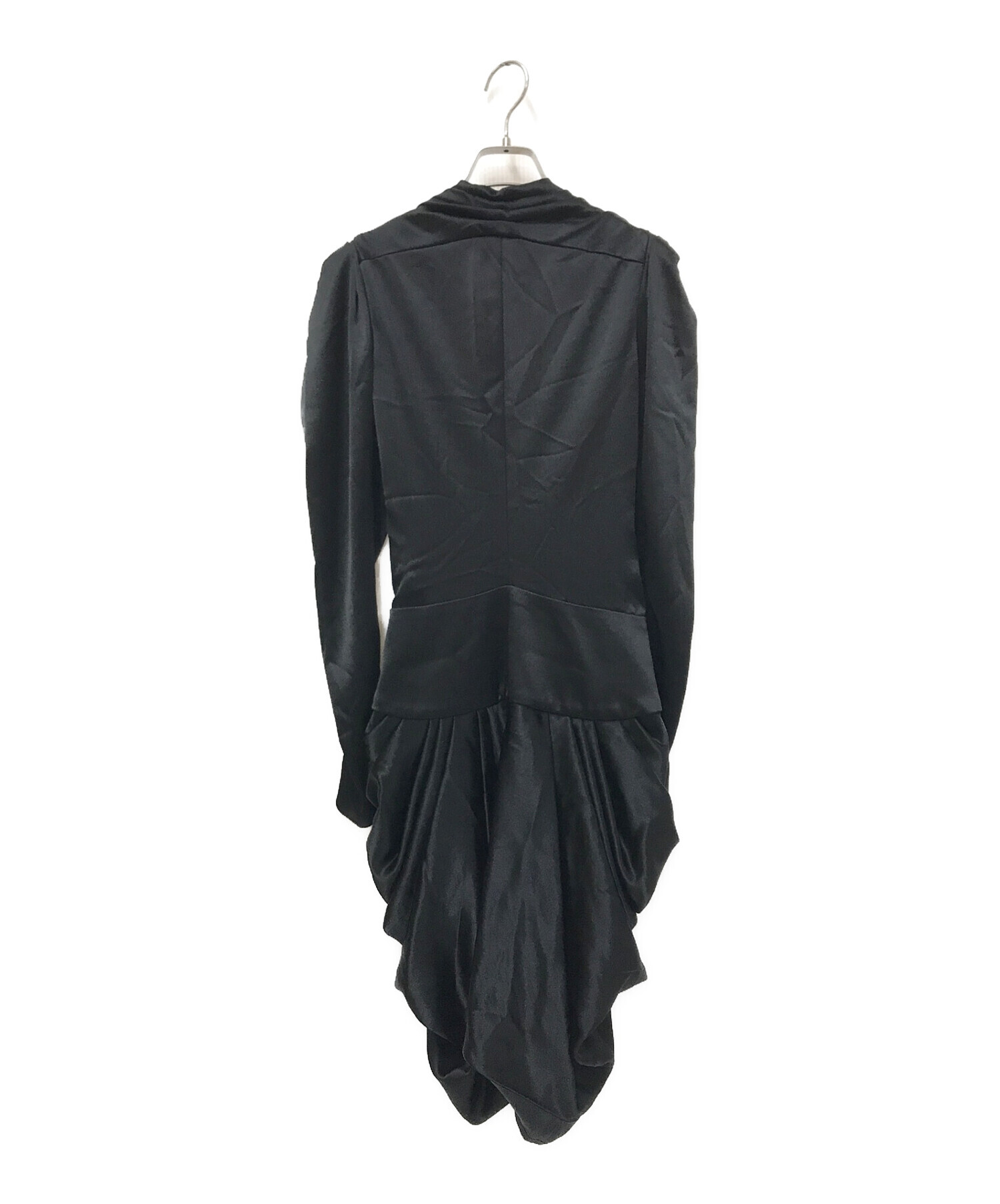 美品 バレンシアガ BALENCIAGA BLACK DRESS ワンピース ドレス ロングスリーブ Vネック トップス レディース 34(S相当) ブラック