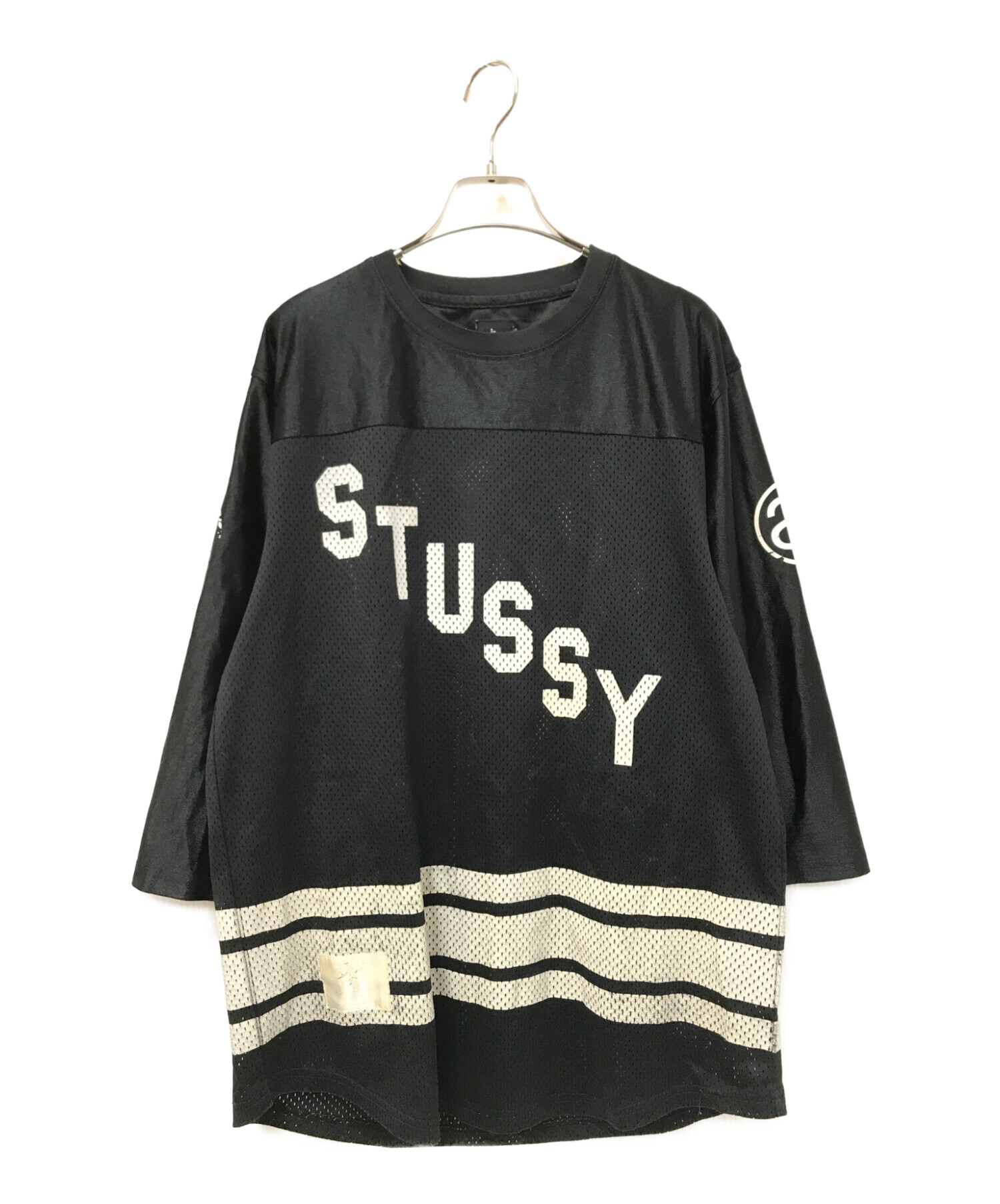 stussy (ステューシー) メッシュホッケーTシャツ ブラック サイズ:M