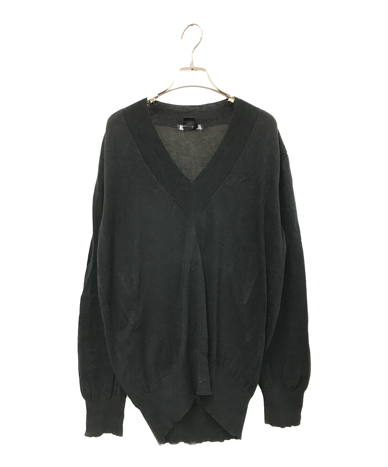 中古・古着通販】GUCCI (グッチ) コットンVネックニット ブラック 