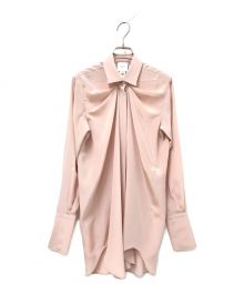 中古・古着通販】patou (パトゥ) ドレープシルクシャツ ピンク サイズ 