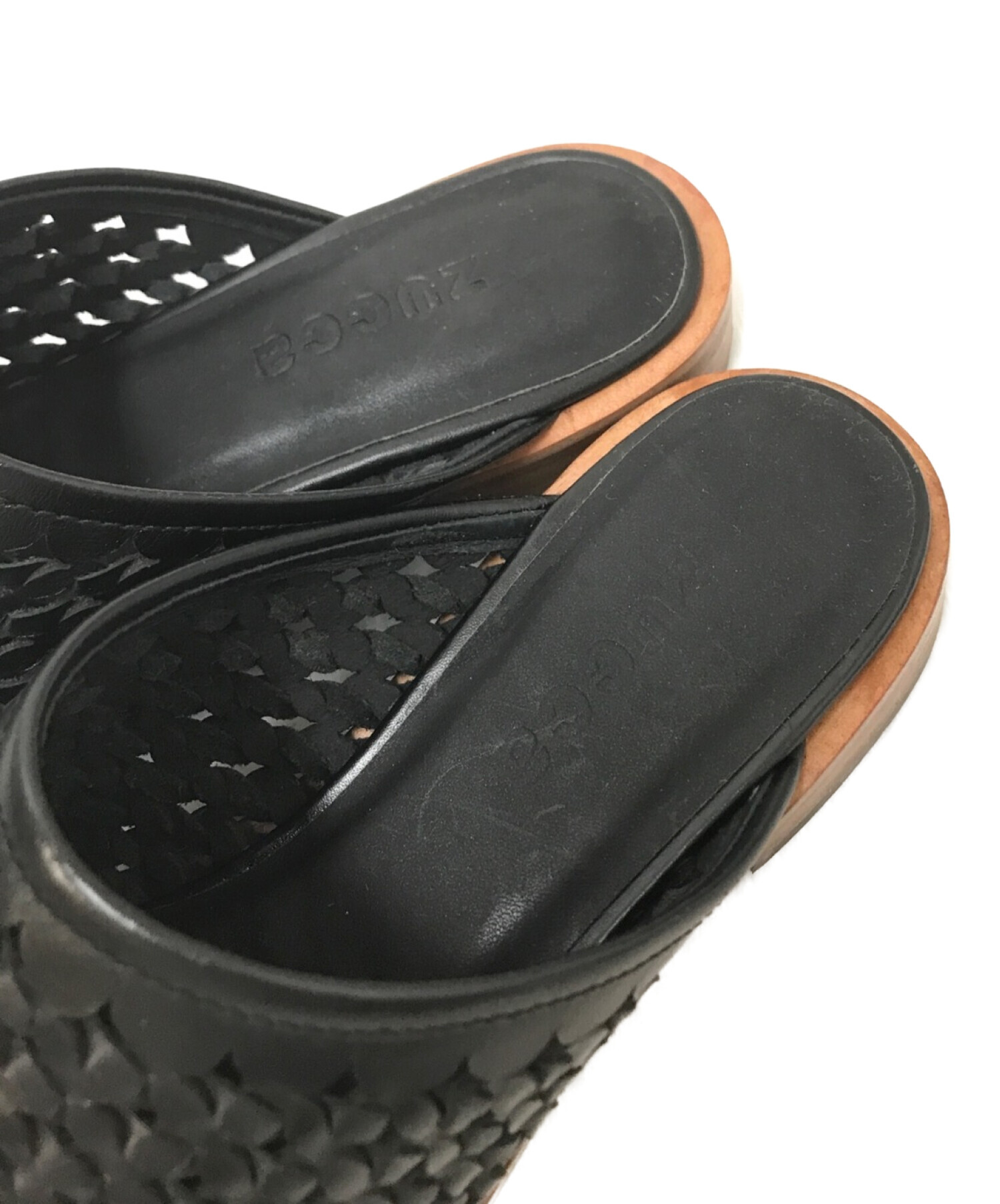 中古・古着通販】ZUCCA (ズッカ) メッシュレザーサンダル ブラック 