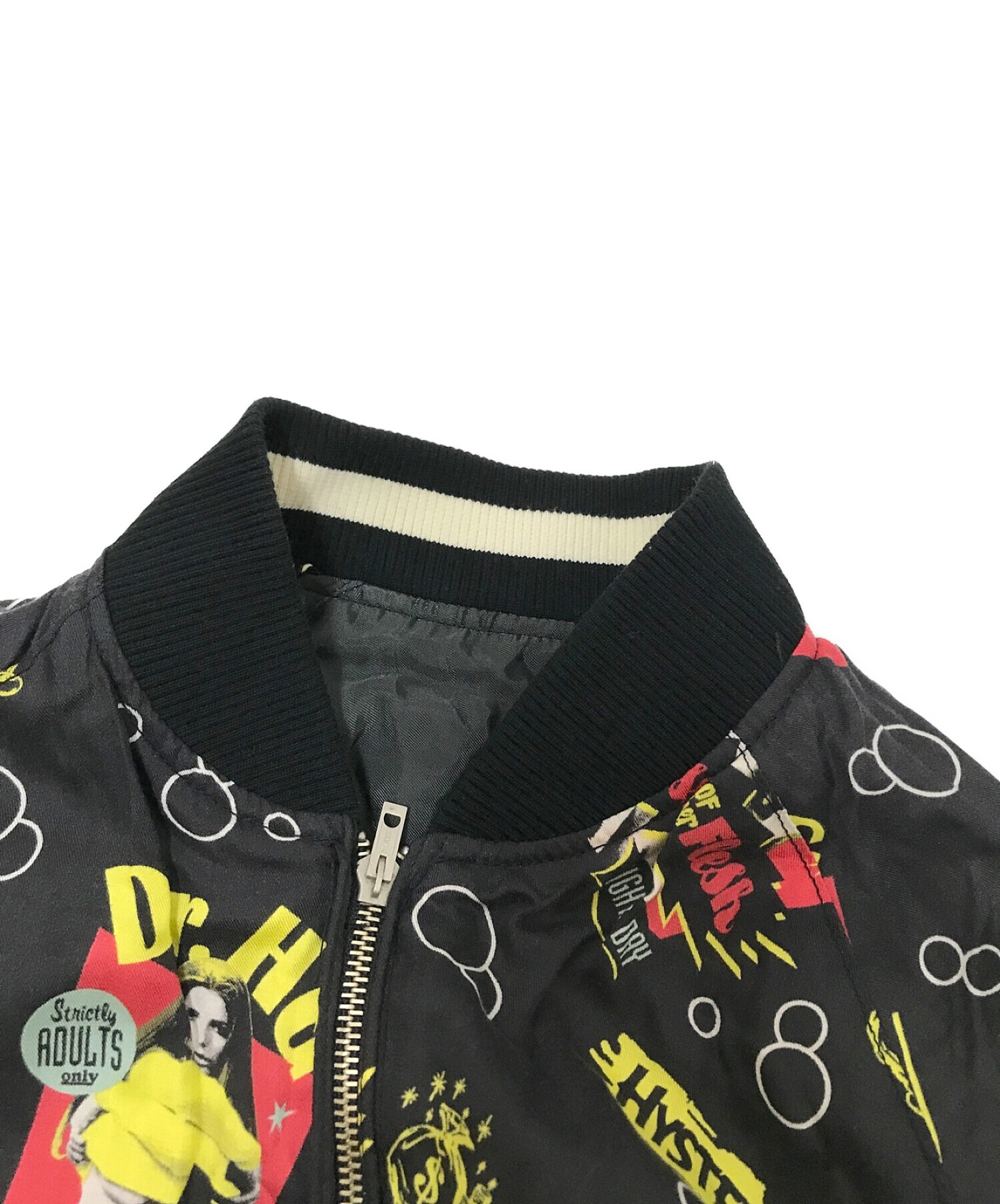 ヒステリックグラマー スカジャン リバーシブル M ブラック