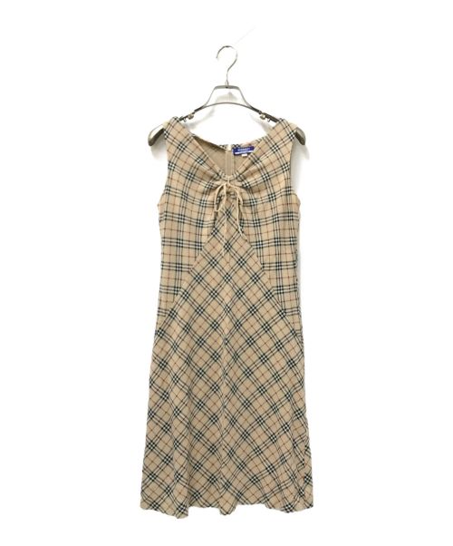 バーバリーブルーレーベルワンピースノバチェックベージュAラインM