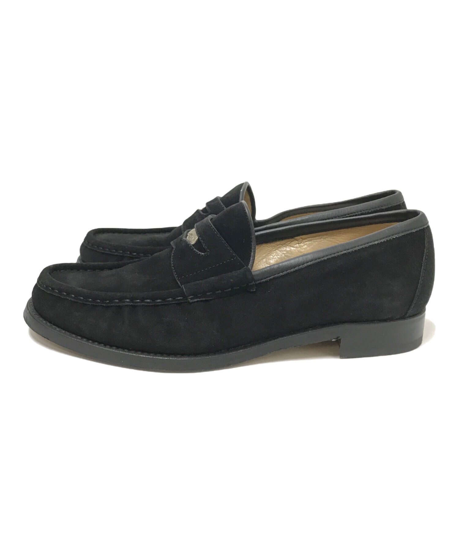 中古・古着通販】GUCCI (グッチ) スエードコインローファー ブラック 