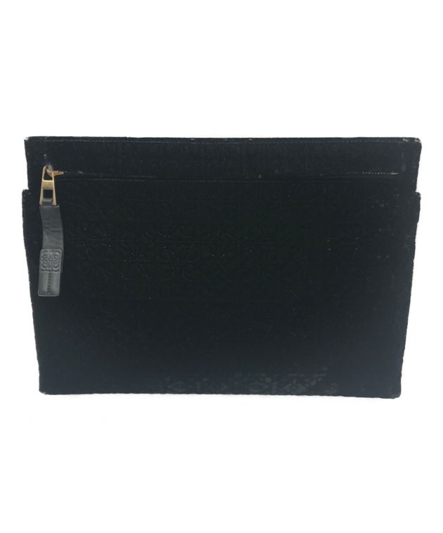中古・古着通販】LOEWE (ロエベ) ベロアクラッチバッグ ブラック 
