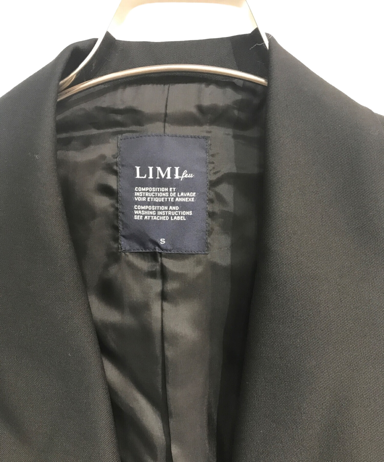 LIMI feu (リミフゥ) ギャバビッグカラーショートジャケット LN-J15-111 ブラック サイズ:S