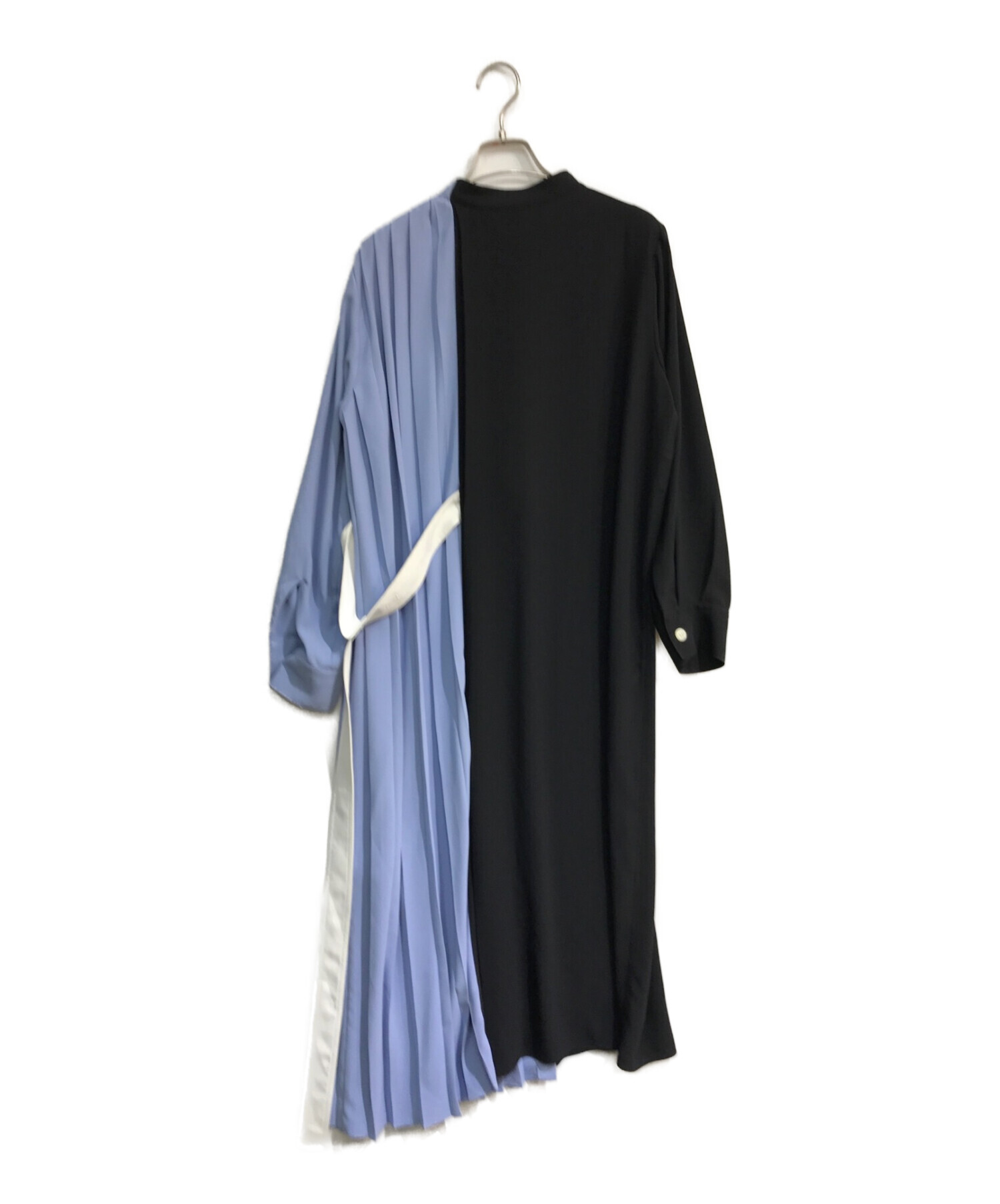 LE CIEL BLEU (ルシェルブルー) ハーフプリーツドレス　21S65305 ブラック×ブルー サイズ:36