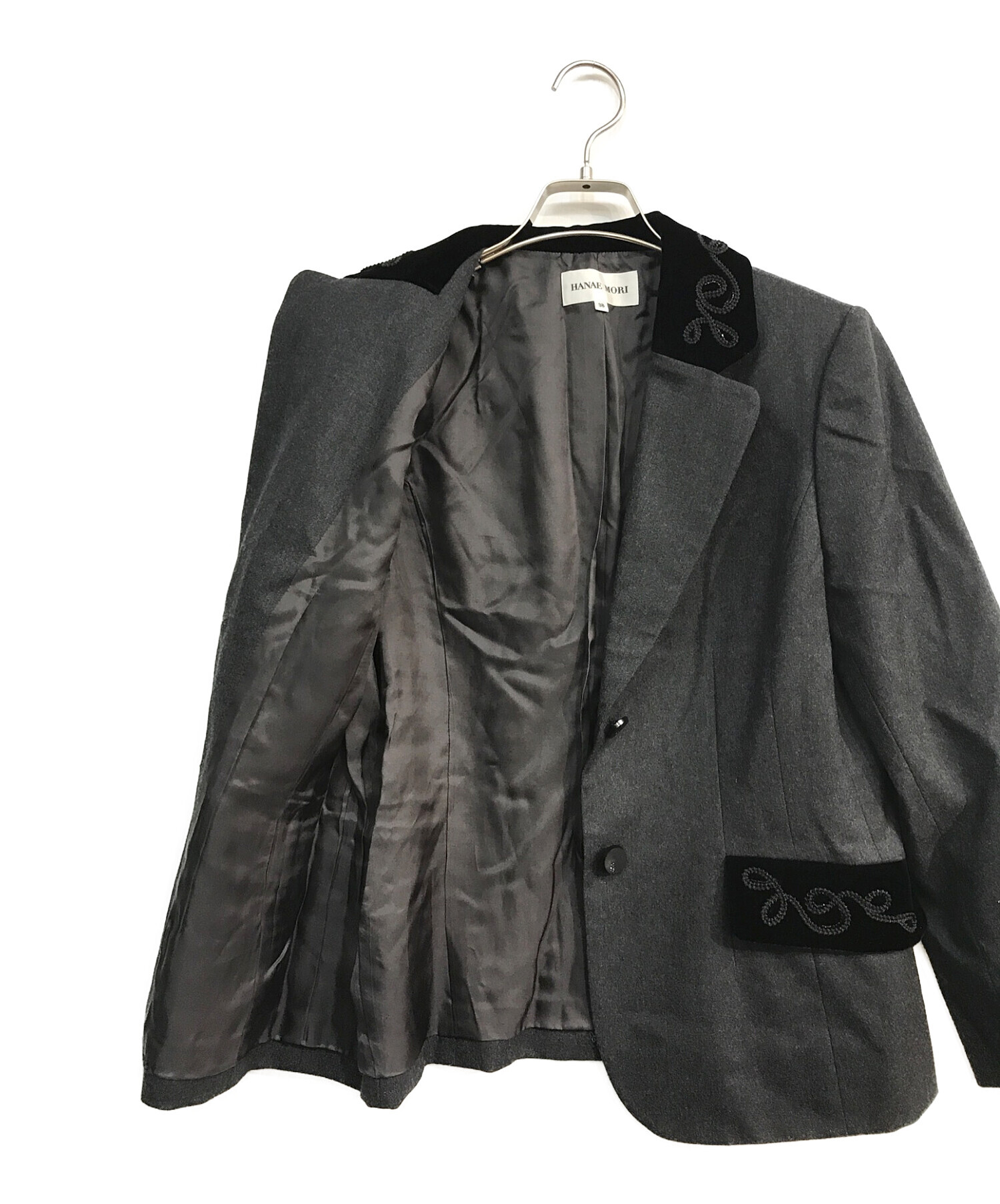 HANAE MORI (ハナエモリ) セットアップスーツ　2Bテーラードジャケット/スカート グレー サイズ:38