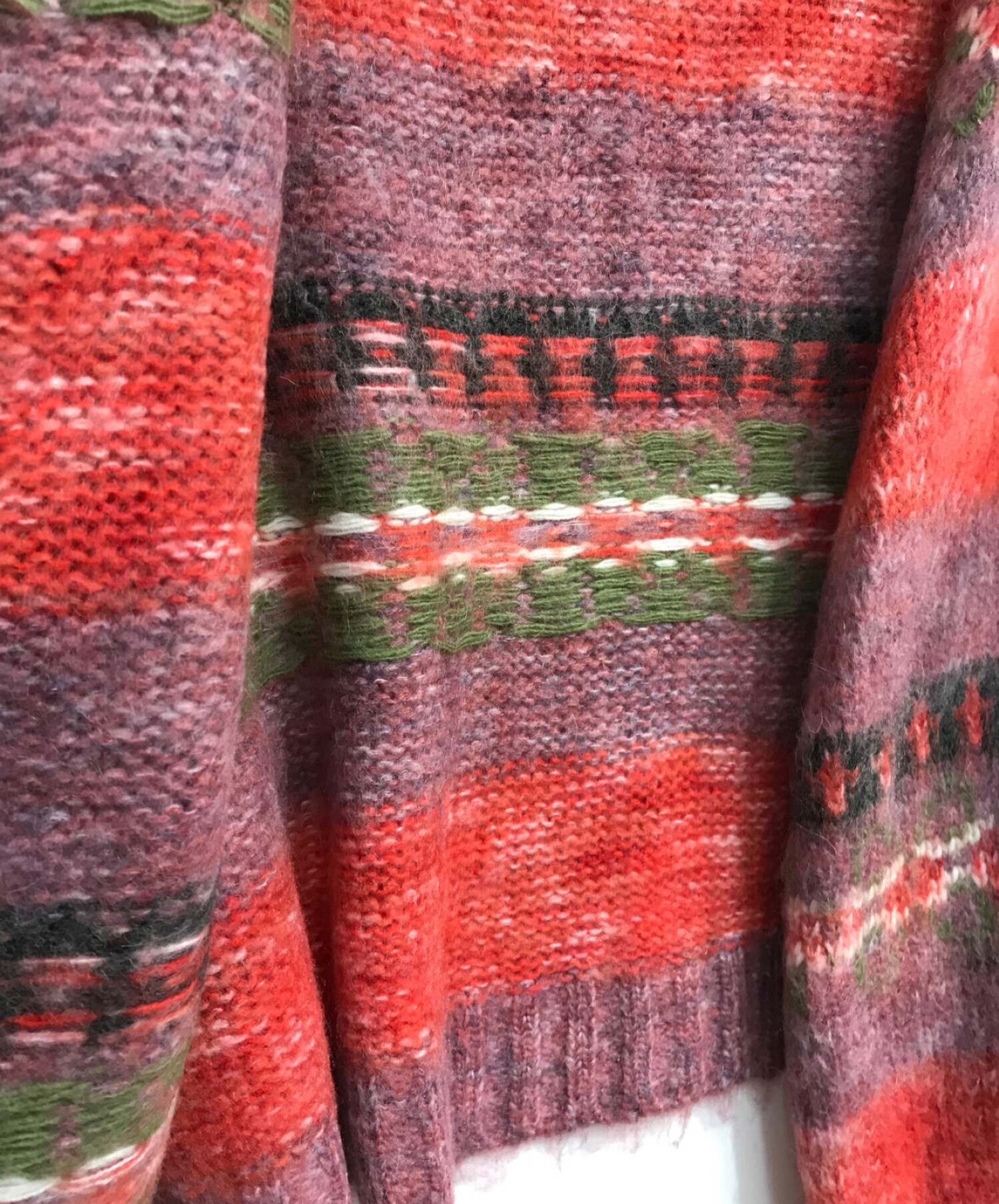 完売色 PERVERZE Blend Border Knit Cardigan