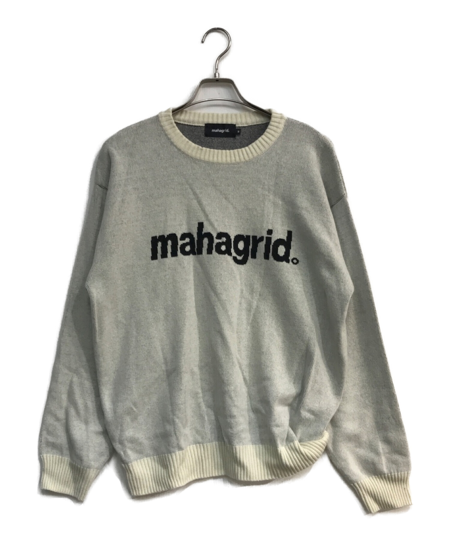 mahagrid (マハグリッド) ベーシックロゴニット ホワイト サイズ:M