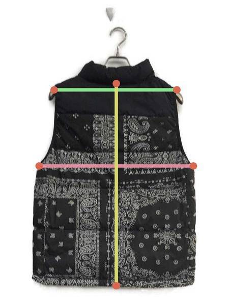 FCRB 22AW DOWN VEST BLACK BANDANA 細 ペイズリー