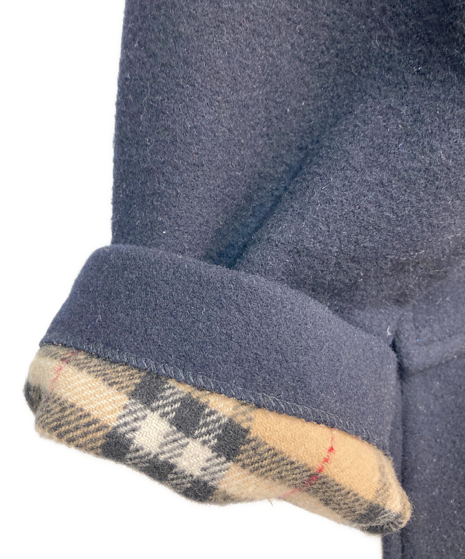 Burberryイングランド製ウールコートネイビーチェック