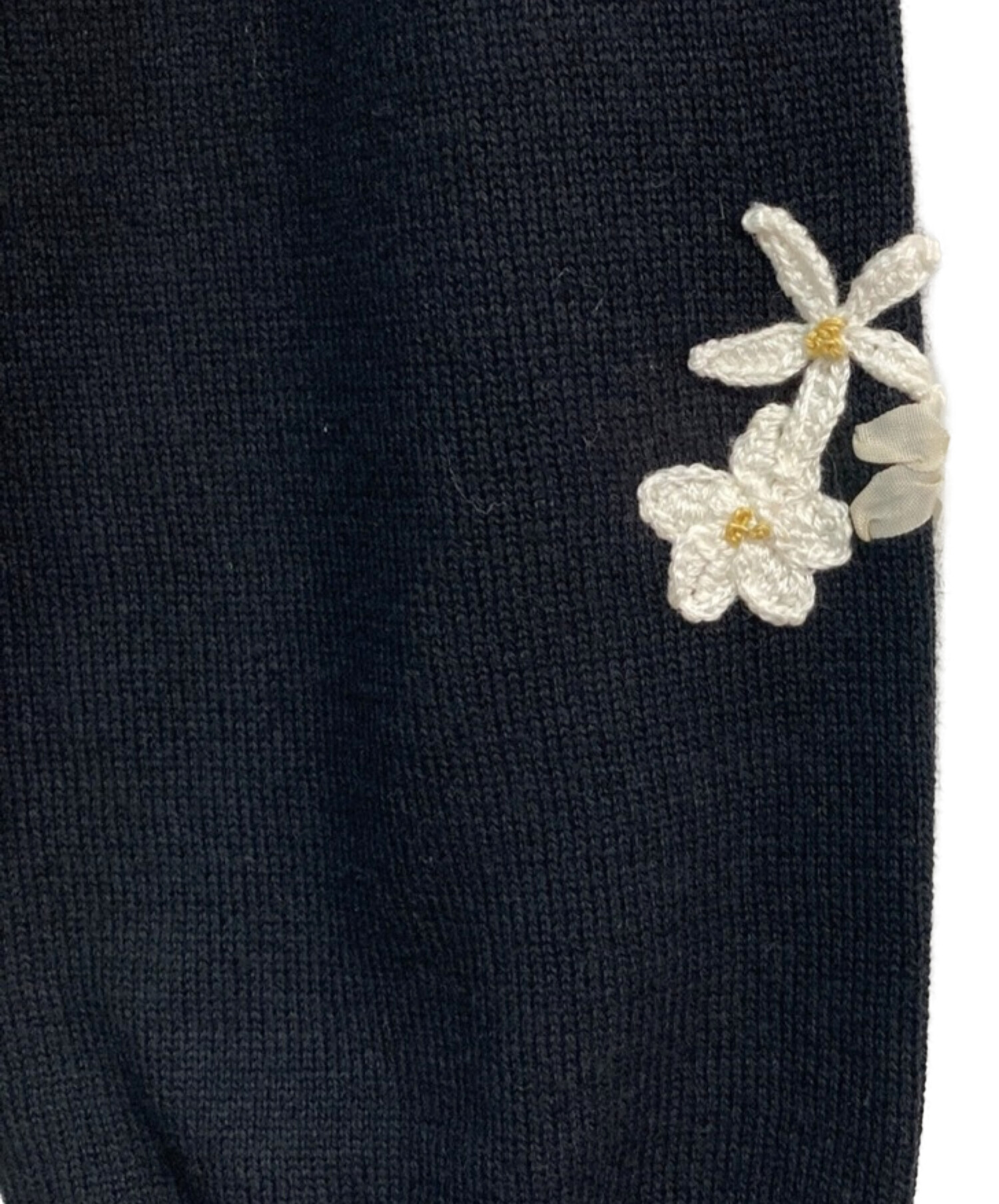 KEITA MARUYAMA (ケイタマルヤマ) 刺繍カーディガン　コットンニット　フラワー ブラック サイズ:01 未使用品