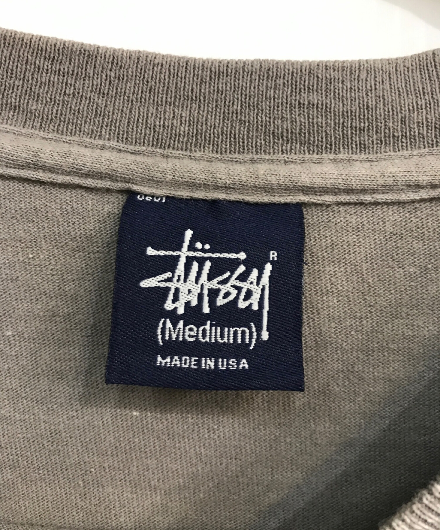 stussy (ステューシー) 総柄 Tシャツ　紺タグ ネイビータグ　 90s USA製 シングルステッチ グレー サイズ:M
