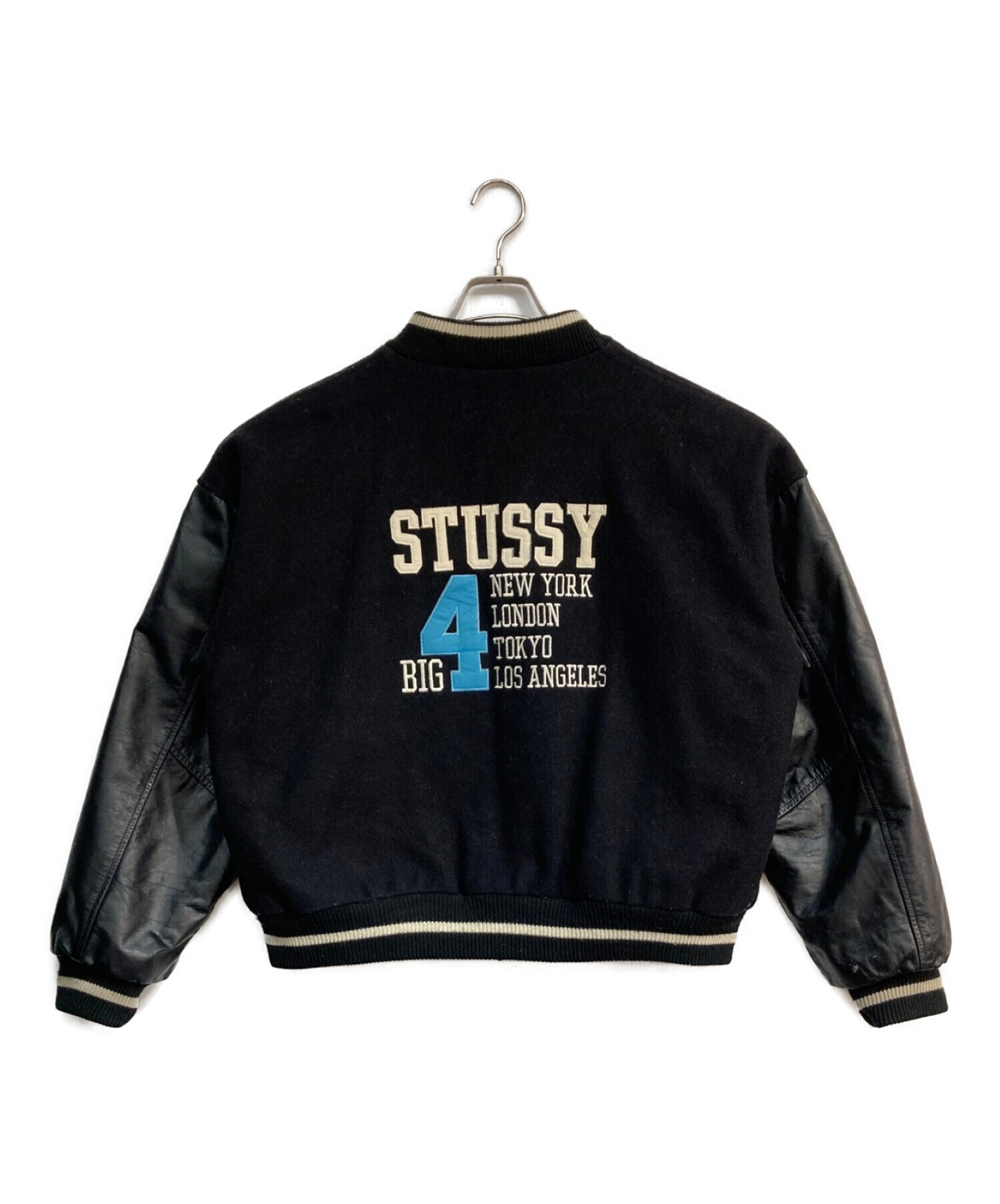 stussy (ステューシー) big4切替スタジャン　4大都市限定　紺タグ　USA製 ブラック サイズ:L