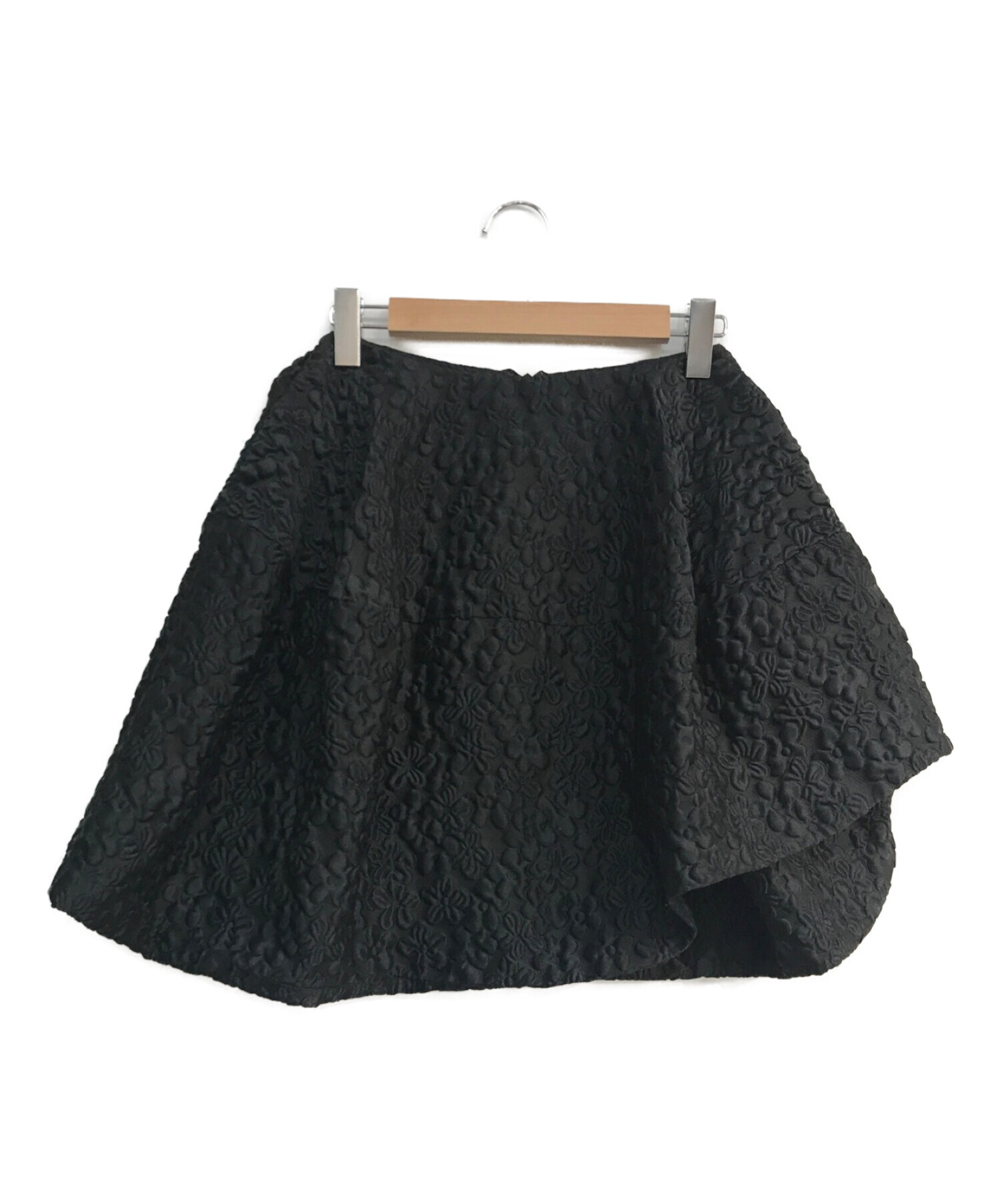 Simone Rocha (シモーネ ロシャ) フラワージャガードスカート　フレアスカート　シルク混 ブラック サイズ:UK6