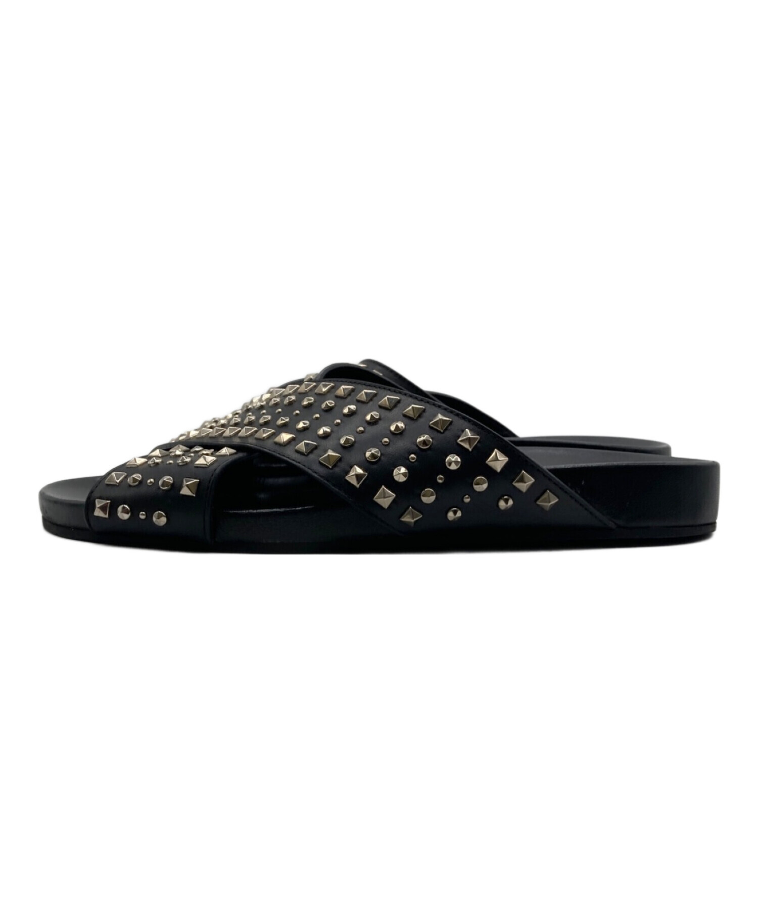 中古・古着通販】GUCCI (グッチ) スタッズサンダル 387654 ブラック 