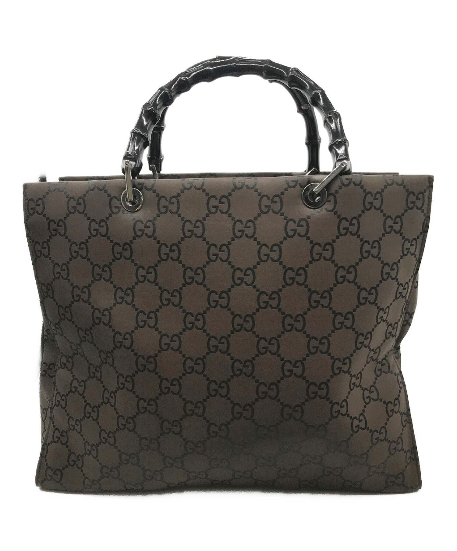 GUCCI グッチ トート バッグ バンブー ナイロン レザー ブラック バッグ