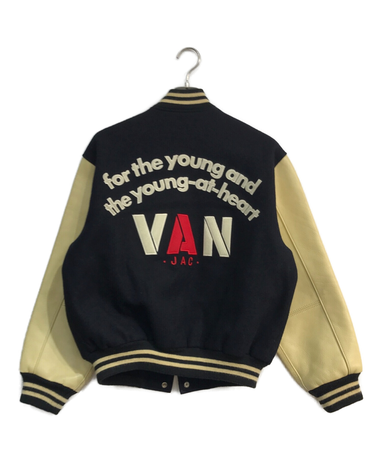 VAN JACKET スタジャン ブラック/レザーベージュ VAN JACKET スタジャン ブラック/レザーベージュ VAN JAC