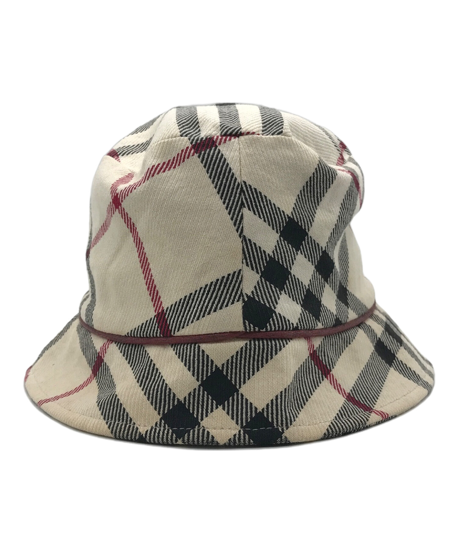美品 BURBERRY バーバリー ハンチング ハット グレー チェック ロゴ