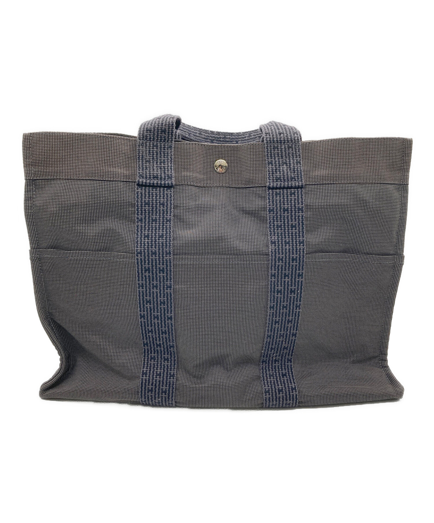 1円 HERMES エルメス エールラインMM キャンバス シルバー金具 トート 