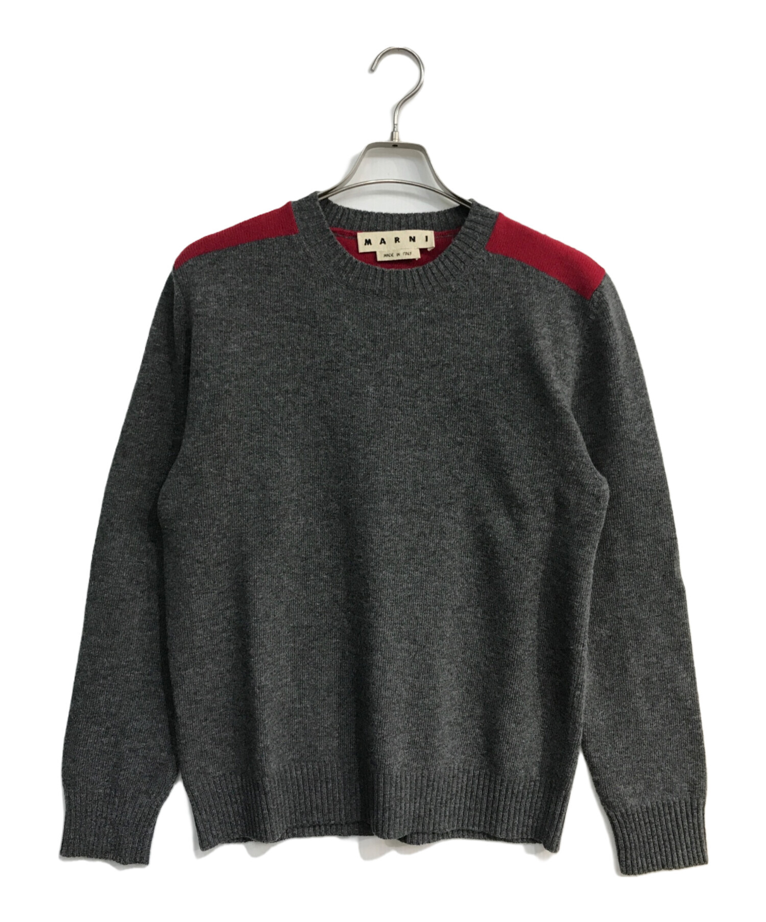 中古・古着通販】MARNI (マルニ) チェック切替 ウール クルーネック 