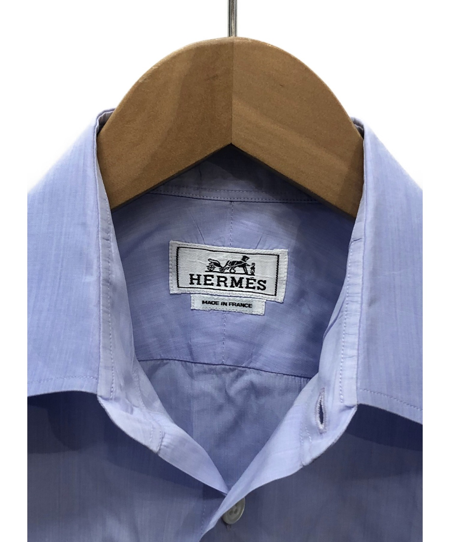 HERMES エルメス ドレスシャツ 39(M位) 青x紫(チェック)